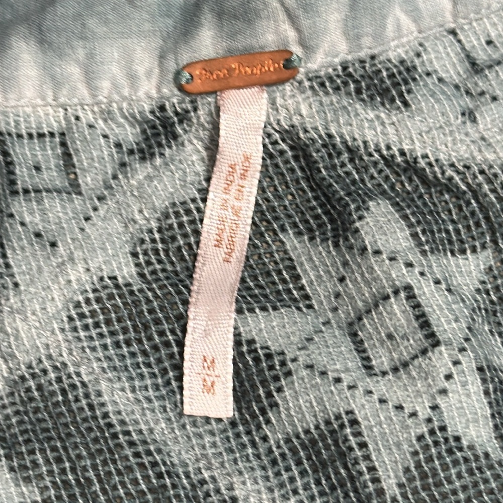 Free People Oversized Gauze Linen Flowy Collared Tank Top Washed Blue M - Picture 9 of 9